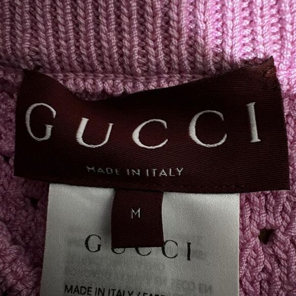 Gucci Dress Size M Women's - 786422 Pink X Red X Green Short Sleeve Knee Length - Picture 3 of 6